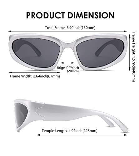 Pro Acme Wrap Around Fashions Sunglasses for Men Women Vintage Sun Glasses Outdoor Fashion Shades UV400 Eyeglasses (A2 Silver Frame | Grey Lens)