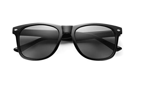 Komonee Drifter Black Sunglasses Set With Cloth Soft Case and Cleaning Cloth Classic Style Retro Sun Shades UV400 Protection Unisex For Men Women Sports