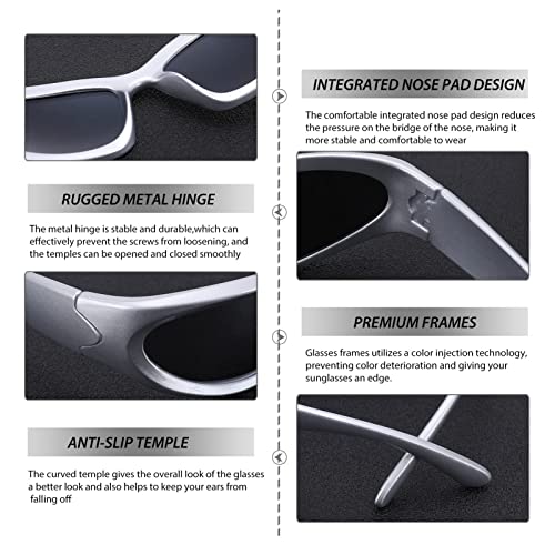 Pro Acme Wrap Around Fashions Sunglasses for Men Women Vintage Sun Glasses Outdoor Fashion Shades UV400 Eyeglasses (A2 Silver Frame | Grey Lens)