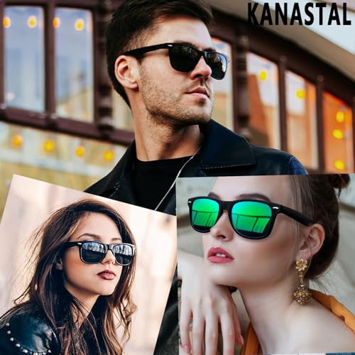 KANASTAL Black Sunglasses Mens Polarised Dark Shades Sunglasses Womens Driving Vintage Classic UV400 Protection Fishing Sailing Sun Glasses - Black Frame Bright Black