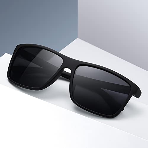 konqkin Sports-Polarised-Sunglasses-Mens-Womens-Fashion Vintage Blacks Sun Glasses UV400 For Travel Driving Fishing Cycling Running,black grey