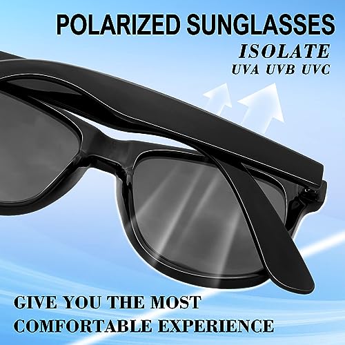KANASTAL Black Sunglasses Mens Polarised Dark Shades Sunglasses Womens Driving Vintage Classic UV400 Protection Fishing Sailing Sun Glasses - Black Frame Bright Black