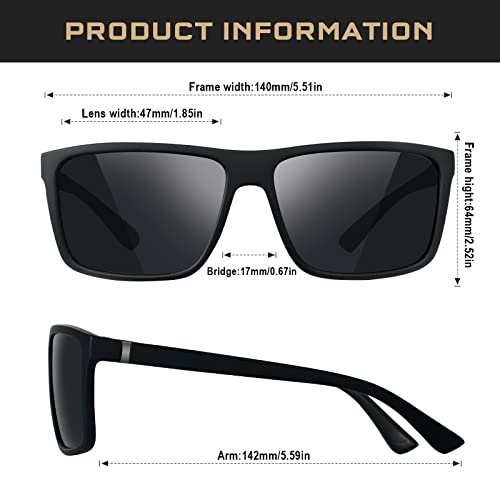 konqkin Sports-Polarised-Sunglasses-Mens-Womens-Fashion Vintage Blacks Sun Glasses UV400 For Travel Driving Fishing Cycling Running,black grey