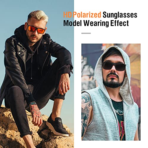 konqkin Sports-Polarised-Sunglasses-Mens-Womens-Fashion Vintage Blacks Sun Glasses UV400 For Travel Driving Fishing Cycling Running,black grey