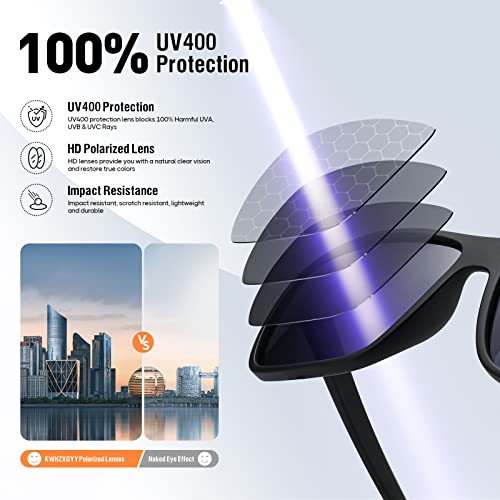 konqkin Sports-Polarised-Sunglasses-Mens-Womens-Fashion Vintage Blacks Sun Glasses UV400 For Travel Driving Fishing Cycling Running,black grey