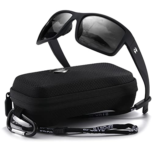 konqkin-Sports-Sunglasses-Mens-Womens-Unisex Polarised Sun Glasses Fashion Classic Vintage Retro Blacks UV400 For Driving Fishing Cycling Running,Black Grey