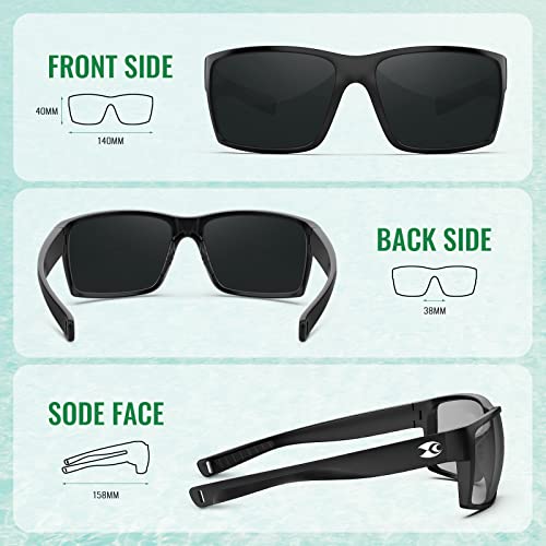 konqkin-Sports-Sunglasses-Mens-Womens-Unisex Polarised Sun Glasses Fashion Classic Vintage Retro Blacks UV400 For Driving Fishing Cycling Running,Black Grey