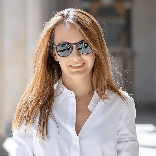 ZENOTTIC 2 Pack Polarised Sunglasses Womens Mens Retro Vintage Round and Square Sun Glasses with UV400 Protection Unisex