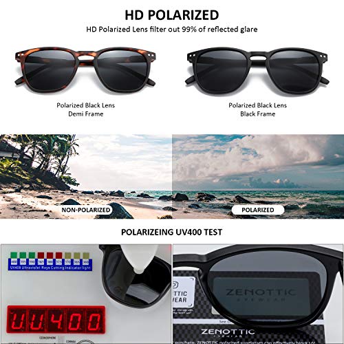 ZENOTTIC 2 Pack Polarised Sunglasses Womens Mens Retro Vintage Round and Square Sun Glasses with UV400 Protection Unisex