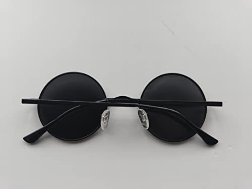 Joopin Retro Round Sunglasses Mens - UV400 Protection Metal Frame Vintage Circle Sun Glasses Polarised Sunglasses for Women and Men (Black Frame Black Lens)