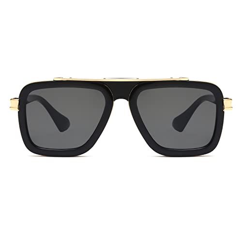 Long Keeper Retro Square Sunglasses for Men Women Classic Pilot Sunglasses Vintage Style Metal Square Frames Anti UV400 Sun Glasses Unisex