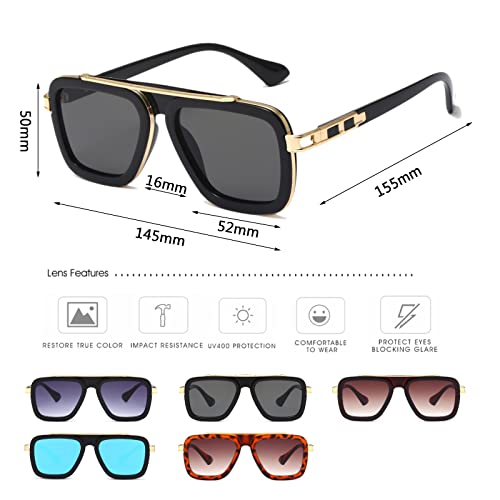 Long Keeper Retro Square Sunglasses for Men Women Classic Pilot Sunglasses Vintage Style Metal Square Frames Anti UV400 Sun Glasses Unisex