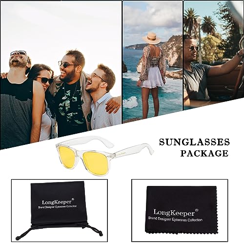 Long Keeper Polarised Sunglasses For Men Women Retro Sunglasses Unisex Original Classic Original Sun Glasses For Driving Fishing Outdoor Activities (Transparent Yellow)