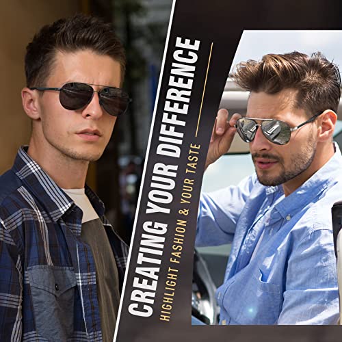 CGID Premium Al-Mg Alloy Pilot Polarised Sunglasses Mens UV400, Flexible Spring Hinges Sun Glasses for Men Women Mens Shades
