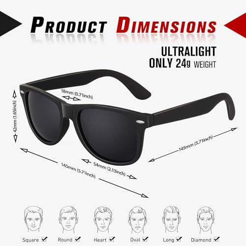Sunier Polarised Sunglasses Mens,Retro UV400 Protection Mens Sun Glasses,Driving Fishing Running Cycling Shades Mens Women