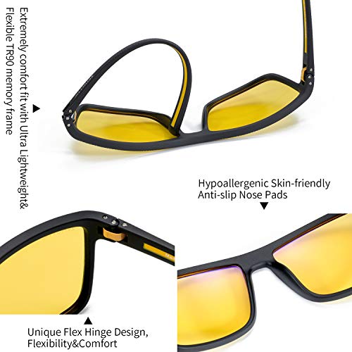 ZENOTTIC Polarised Sunglasses for Men Lightweight TR90 Frame UV400 Protection Night Vision Driving Square Sun Glasses