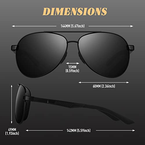 CGID Premium Al-Mg Alloy Pilot Polarised Sunglasses Mens UV400, Flexible Spring Hinges Sun Glasses for Men Women Mens Shades