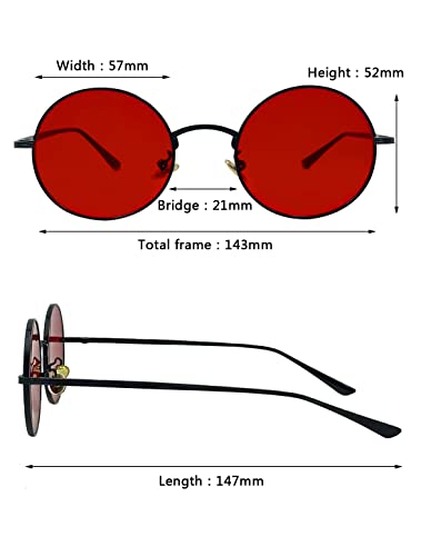 SEIUKS Sunglasses Unisex Round Sunglasses Men Circle Womens Mens Sun Glasses UV400 Protection Black Red