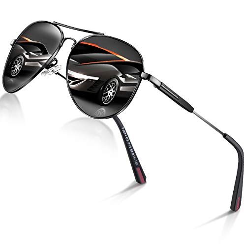 DADA-PRO Mens Sunglasses Pilot Polarized Women Sun glasses Designer Retro Pilot Shades for Cycling Driving Golf, UV 400 protection (Black)