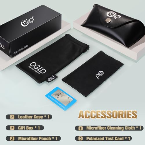 CGID Premium Al-Mg Alloy Pilot Polarised Sunglasses Mens UV400, Flexible Spring Hinges Sun Glasses for Men Women Mens Shades