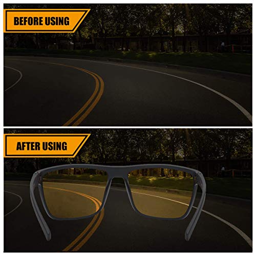 ZENOTTIC Polarised Sunglasses for Men Lightweight TR90 Frame UV400 Protection Night Vision Driving Square Sun Glasses