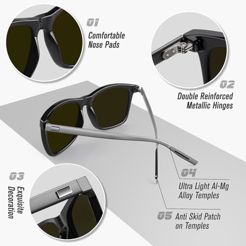 CGID Polarised Sunglasses Mens Women Retro Sunglasses Mens Shades, Ultralight Al-Mg Driving Fishing Sun Glasses MJ33