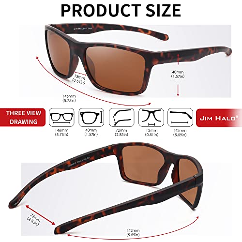 Jim Halo Polarized Sunglasses for Men Women Wrap Around Sprot Sun Glasses for Cycling Fishing Driving (Tortoise/Brown)