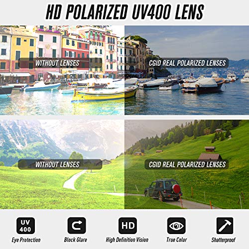 CGID Polarised Sunglasses Mens Women Retro Sunglasses Mens Shades, Ultralight Al-Mg Driving Fishing Sun Glasses MJ33