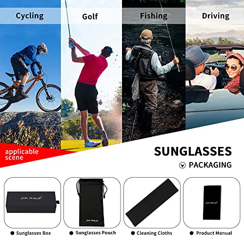 Jim Halo Polarized Sunglasses for Men Women Wrap Around Sprot Sun Glasses for Cycling Fishing Driving (Tortoise/Brown)