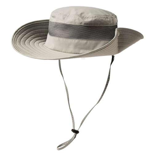 TOP-EX Sun Hat for Men & Women UPF 50- Wide Brim, Waterproof, Breathable & Adjustable for Summer, Fishing, Hiking, Safari - Lightweight & Packable Outdoor Hat Light Grey M/L