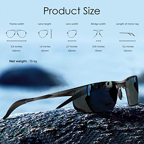 DADA-PRO Mens Sunglasses Driving Polarized Sun glasses Sports Mirrored Retro Shades for Cycling Golf Shooting Fishing, UV 400 protection (Black New)