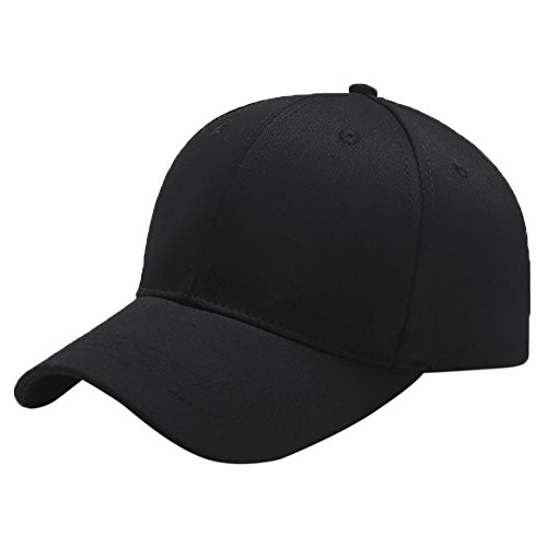 Breampot Baseball Cap Casual Unisex 6 Panel Adjustable Cotton Plain Sports Sun Hat Black