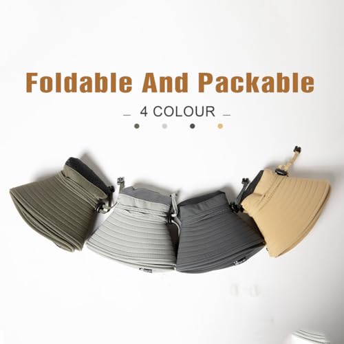 TOP-EX Sun Hat for Men & Women UPF 50- Wide Brim, Waterproof, Breathable & Adjustable for Summer, Fishing, Hiking, Safari - Lightweight & Packable Outdoor Hat Light Grey M/L