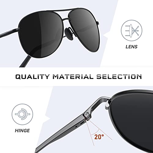 kunchu Pilot-Polarised-Sunglasses-Mens 2 Pack Black Sunglasses Womens UV400 Protection Sun Glasses Retro Classic Fashion Style Shades