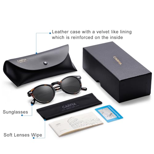 CARFIA Mens Sunglasses Polarised Vintage Eyewear UV400 Protection for Driving Travel