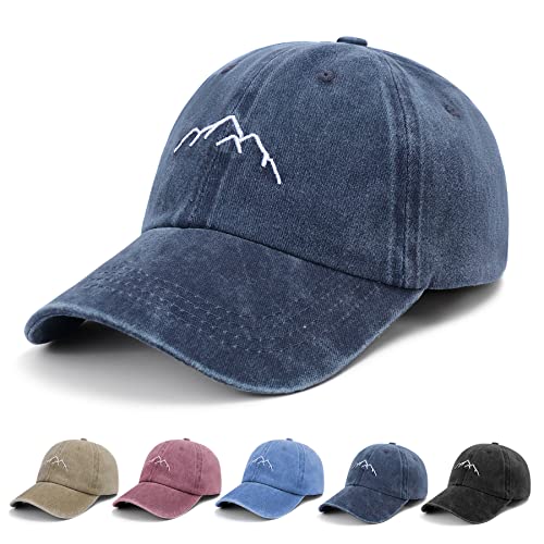 YouGa Baseball Cap Mens - Peak Embroidery Baseball Hats Unisex, Classic Washed Vintage Trucker Caps Adjustable Breathable Summer Sun Hat Sports Cap for Outdoor (Navyblue)