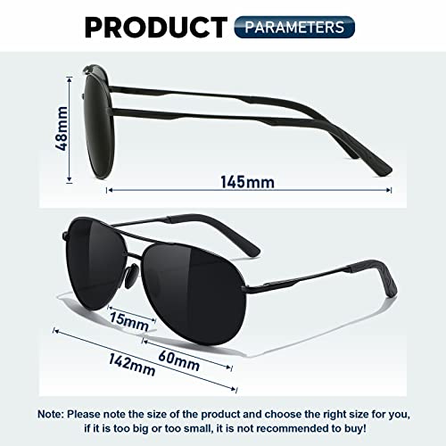 wearPro Polarised-Sunglasses-Mens-Womens-Pilot Sunglasses Unisex UV400 Protection Polarized Sun Glasses Black Sunglasses Unisex Classic Vintage Style Ultralight Shades For Driving (Black)