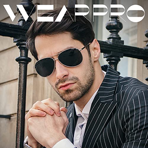 wearPro Polarised-Sunglasses-Mens-Womens-Pilot Sunglasses Unisex UV400 Protection Polarized Sun Glasses Black Sunglasses Unisex Classic Vintage Style Ultralight Shades For Driving (Black)