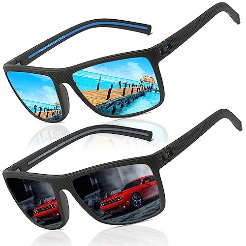 Polarised Sunglasses Pilot for Men Women Fishing Driving Hiking Lightweight TR90 Frame UV400 Protection Square Vintage Style Sun glasses UV Protection