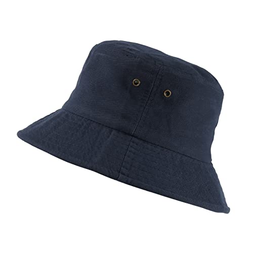 MengPa Bucket Hat for Women Men Unisex Sun Hats Plain Colors Navy EU3128-15