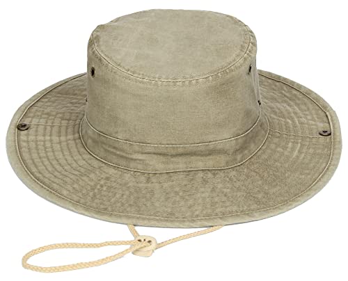 JowTreex Bucket Hats with String Wide Brim Hiking Fishing UV Sun Protection Safari Men Women Boonie Hats (as8, Alpha, one_Size, Khaki, Medium)