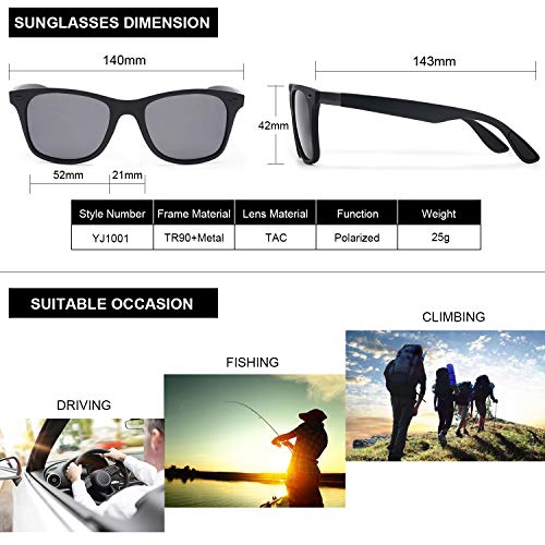 DOVAVA Sunglasses Mens Polarised UV Protection for Driving & Fishing & Sports (Black)