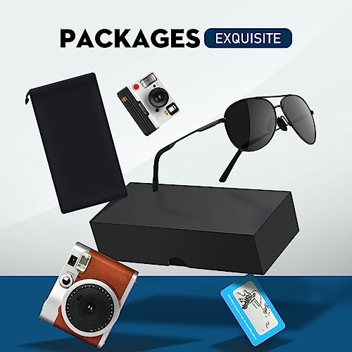 wearPro Polarised-Sunglasses-Mens-Womens-Pilot Sunglasses Unisex UV400 Protection Polarized Sun Glasses Black Sunglasses Unisex Classic Vintage Style Ultralight Shades For Driving (Black)