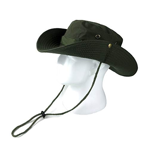 BEISIJIA Wide Brim Fishing Hats Sun UV Protection Outdoor Bucket Hat Windproof Boonie Hat Sun Hat for Men Women Dark Grey (Army Green)