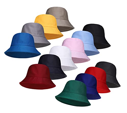 ZRWASKA® Unisex Bucket Hat Reversible Mens, Womens Cotton Fisherman Hats for Hunting, Camping, Hiking, Travelling, Fishing, Football Summer Sun Hat Plain Colours Size 56-58cm (White)
