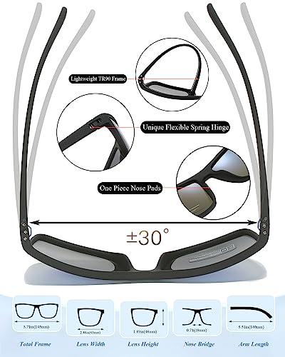 Polarised Sunglasses Pilot for Men Women Fishing Driving Hiking Lightweight TR90 Frame UV400 Protection Square Vintage Style Sun glasses UV Protection