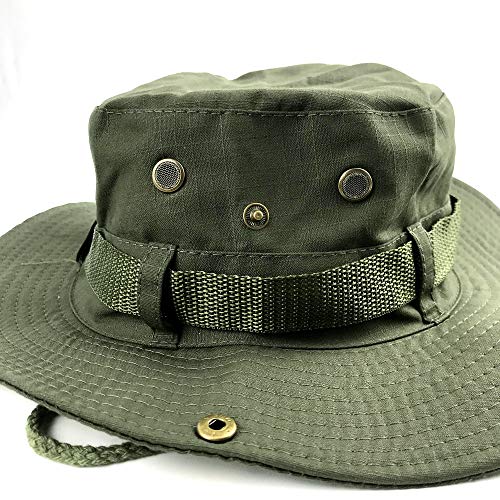 BEISIJIA Wide Brim Fishing Hats Sun UV Protection Outdoor Bucket Hat Windproof Boonie Hat Sun Hat for Men Women Dark Grey (Army Green)