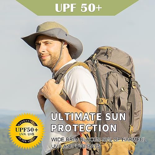 TOP-EX UPF 50 Wide Brim Sun Hats for Men Women - Summer Safari Hat Fishing Hat, Outdoor Sunhat for Hiking Gardening Trekking Travel Green L/XL 60-63CM