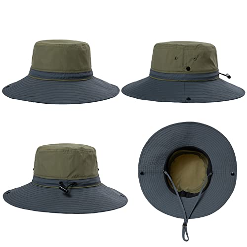 TOP-EX UPF 50 Wide Brim Sun Hats for Men Women - Summer Safari Hat Fishing Hat, Outdoor Sunhat for Hiking Gardening Trekking Travel Green L/XL 60-63CM