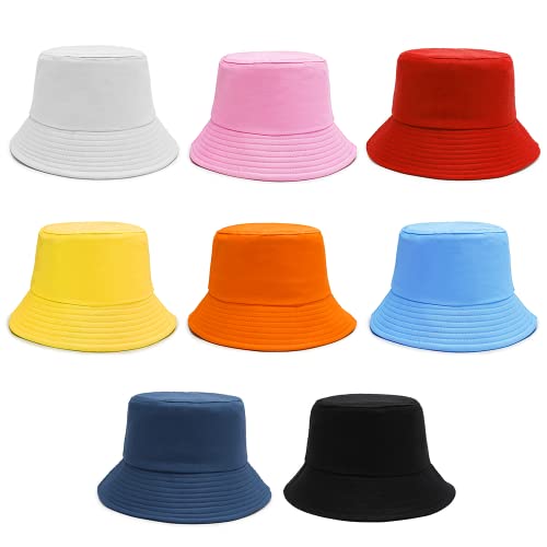 Airsnigi 8 Pack Bucket Hat Unisex Breathable Beach Sun Hats Foldable UV Protection Sunbonnet Bucket Hats Fisherman Hats for Outdoor Sport Hiking Camping Traveling Multicoloured